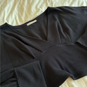 We The Free Charcoal Waffle Knit Top